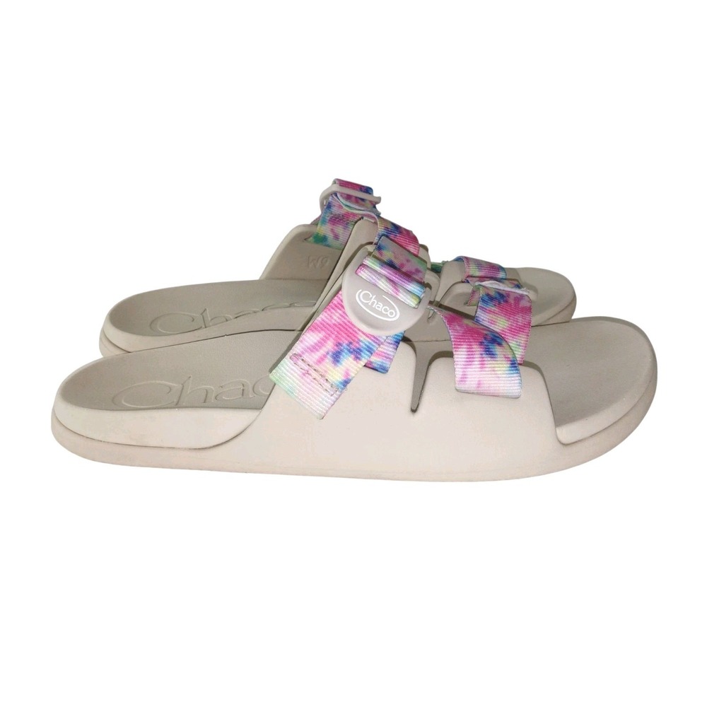 Chaco Women's CHILLOS Slide Sandal, Light Tie Dye, Slip On Beige 9